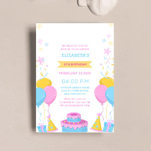 colourful  cute kid's birthday  invitation