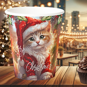 Colourful Cute Kitten Christmas Paper Cups