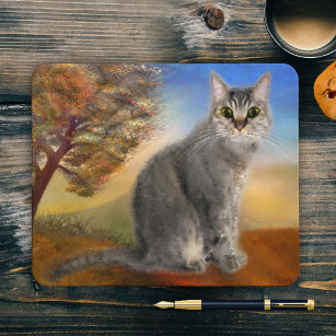 Colourful Cute Kitty Fine Art Mouse Pad