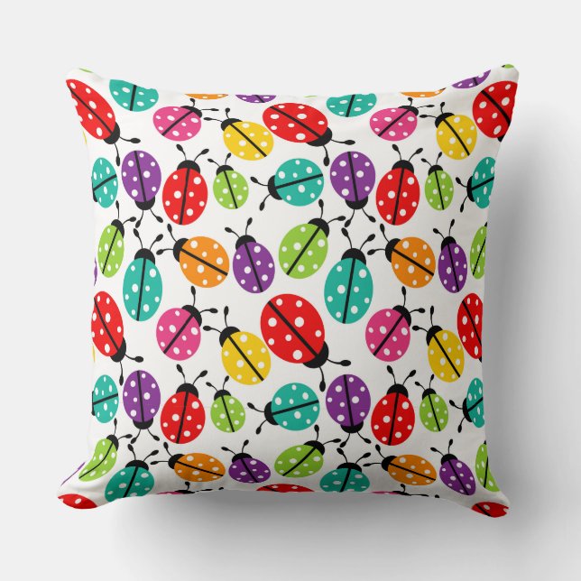 Colourful Cute Lady Bug Seamless Pattern Cushion (Front)