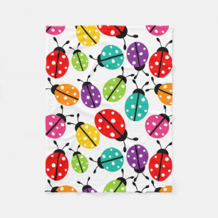 Colourful Cute Lady Bug Seamless Pattern Fleece Blanket