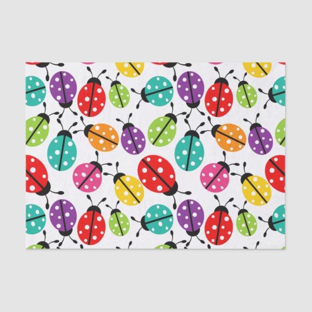Colourful Cute Lady Bug Seamless Pattern Tissue Paper (Front)