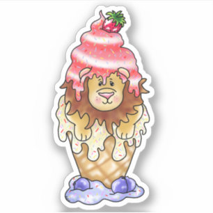 Colourful Cute Lion Ice Cream Dessert  