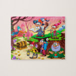 Colourful Cute Magical Wizard Treasure Jigsaw Puzzle<br><div class="desc">This colourful design features a wizard,  king and elves with a treasure chest. #modern #fantasy #wizard #elves #king #bird #treasure #cartoon #illustration #puzzle #jigsaw #jigsawpuzzle #girl #magical #gifts #giftsforgirls #colourful #games</div>