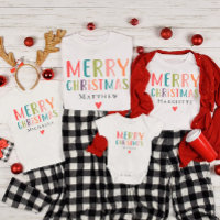 Colourful Cute Merry Christmas Matching Family