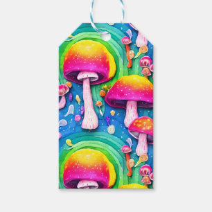 Colourful Cute Mushroom Seamless Pattern Gift Tags