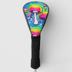 Colourful Cute Mushroom Seamless Pattern Golf Head Cover