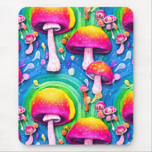 Colourful Cute Mushroom Seamless Pattern Mouse Pad