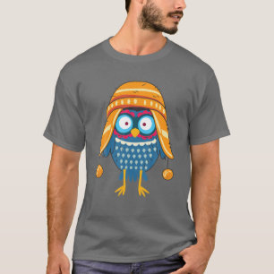 Colourful Cute Owl Funny Beanie Hat Earflaps T-Shirt