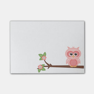 Colourful Cute Owl Hoot Pink Baby Birds on Branch Post-it Notes