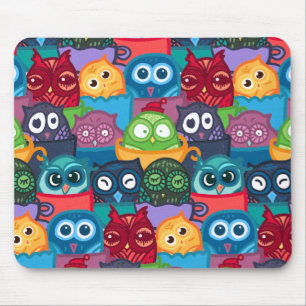 Colourful cute owl pattern mouse pad