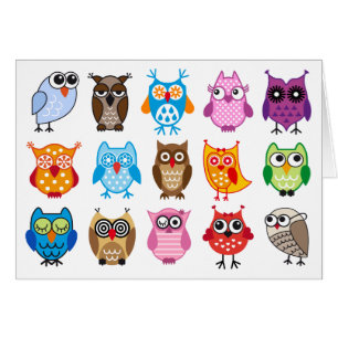 Colourful cute owls