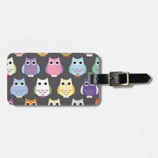 Colourful Cute Owls Luggage Tag