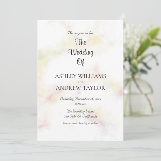 Colourful Cute Pattern Elegant Wedding Invitation (Standing Front)