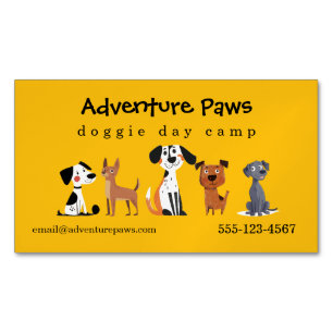 Colourful Cute Pet Dogs   Animal Services Magnetic Business Card