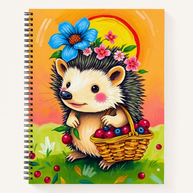 Colourful Cute Porcupine Notebook/ Cute Orange  Notebook (Front)