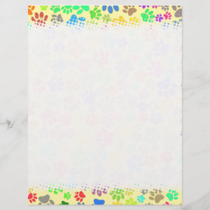 Colourful Cute Puppy Paw Prints Custom Letterhead