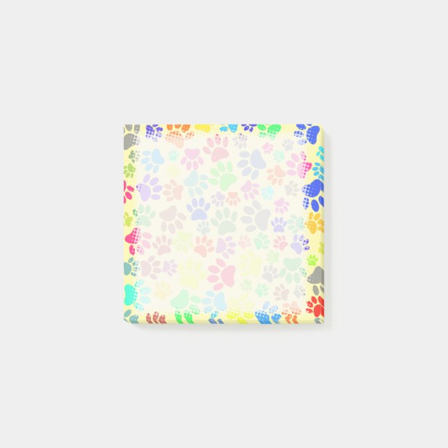 Colourful Cute Puppy Paw Prints  Post-it Notes (Front)