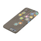 Colourful Cute Retro Flowers Brown Background