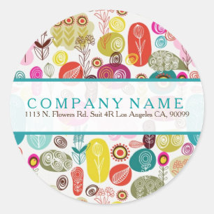 Colourful Cute Retro Flowers Illustration Pattern Classic Round Sticker