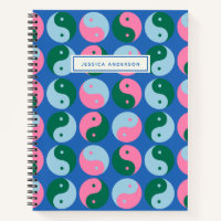 Colourful Cute Retro Yin Yang Blue Personalised