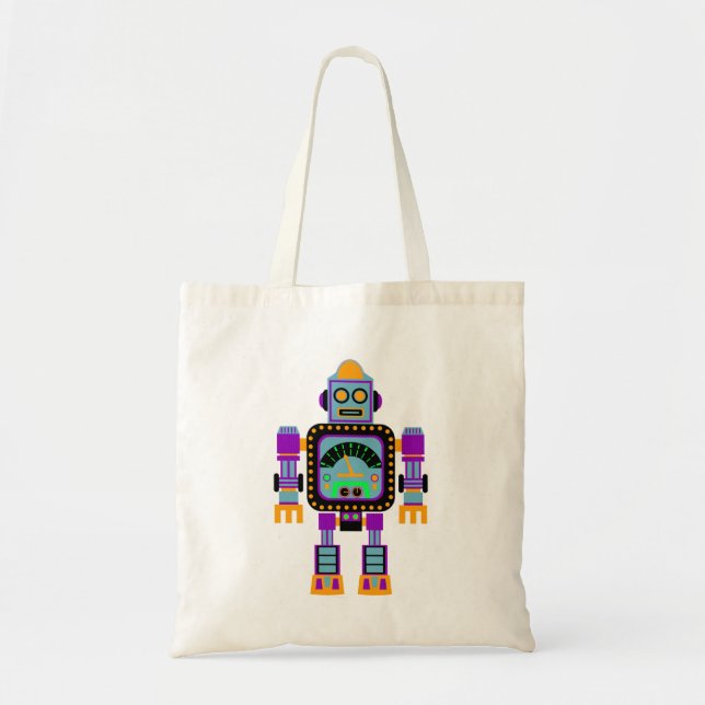 Colourful Cute Robot Tote Bag (Front)
