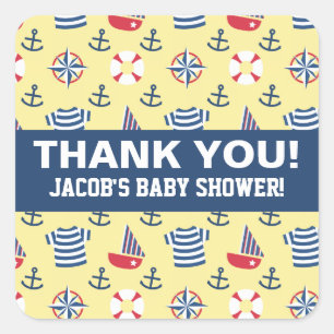 Colourful Cute Sailboat Anchor Nautical Party Square Sticker