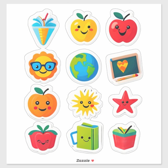 Colourful Cute School Stickers Set (Sheet)