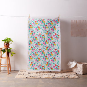 Colourful cute spring flowers pattern fabric