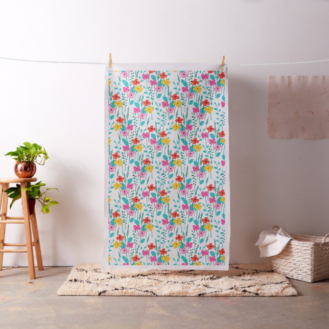 Colourful cute spring flowers pattern fabric (In Situ)