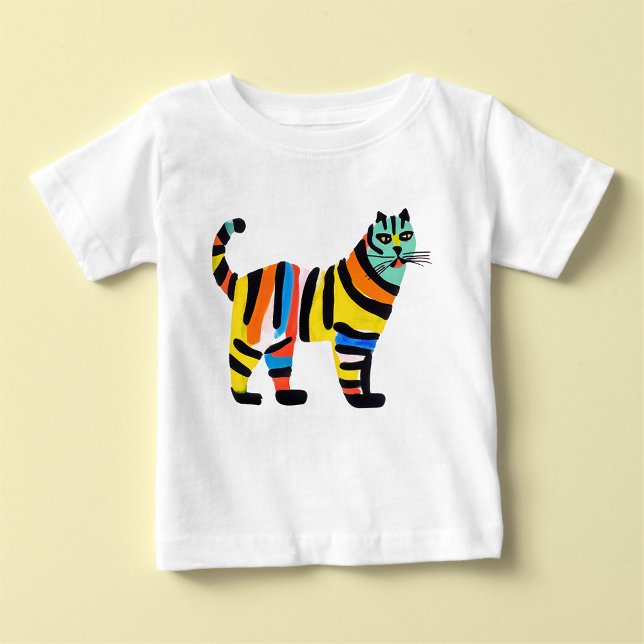 Colourful Cute Tiger Cat Baby T-Shirt (Creator Uploaded)