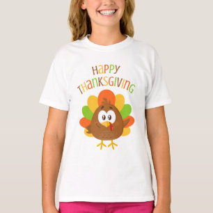 Colourful Cute Turkey Fall Happy Thanksgiving T-Shirt