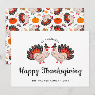 Colourful Cute Turkey Happy Thanksgiving Holiday Card