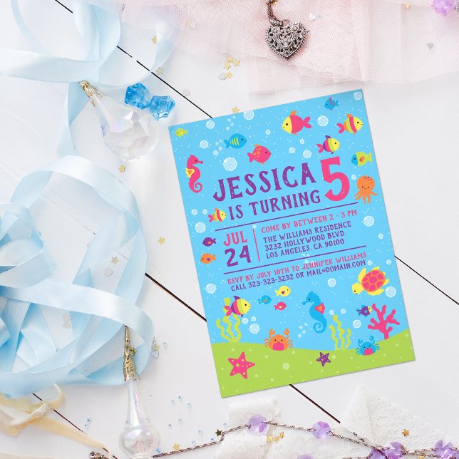 Colourful Cute Under The Sea Kids Birthday Party Invitation (Creator Uploaded)