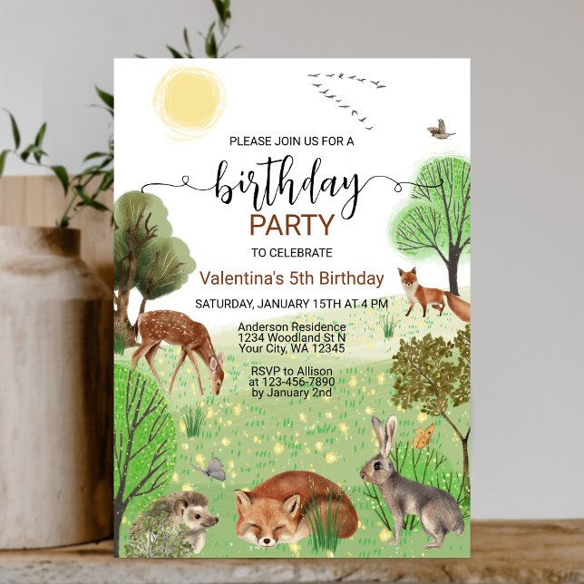Colourful Cute Woodland Animals Boy Girl Birthday Invitation (Creator Uploaded)