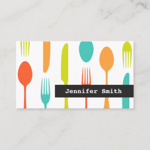 Colourful cutlery catering or chef business card