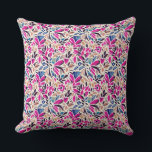 Colourful Cutouts Botanical Pattern  Cushion<br><div class="desc">Watercolor cutout inspired blue peach black and purple floral leaves pattern.</div>