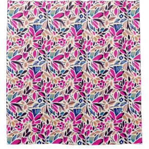 Colourful Cutouts Botanical Pattern Shower Curtain