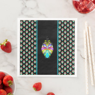 Colourful Cyan and Black Oracle Owl Napkin