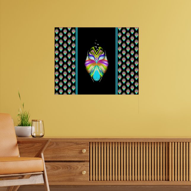 Colourful Cyan and Black Oracle Owl Poster (Living Room 2)