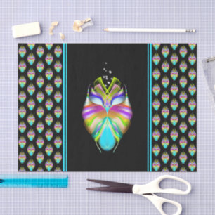 Colourful Cyan and Black Oracle Owl Tissue Paper