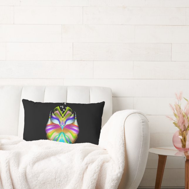 Colourful Cyan Black Oracle Owl Two Looks in One Lumbar Cushion (Couch)