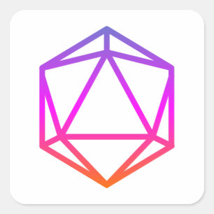Colourful D20 Dice Square Sticker