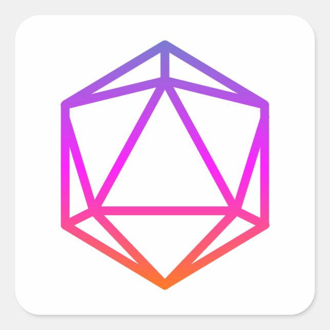 Colourful D20 Dice Square Sticker (Front)