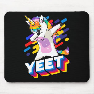 Colourful Dabbing Dancing Unicorn Celebration Yeet Mouse Pad
