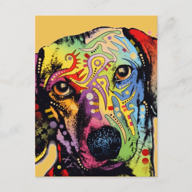 colourful Dachshund art Postcard (Front)