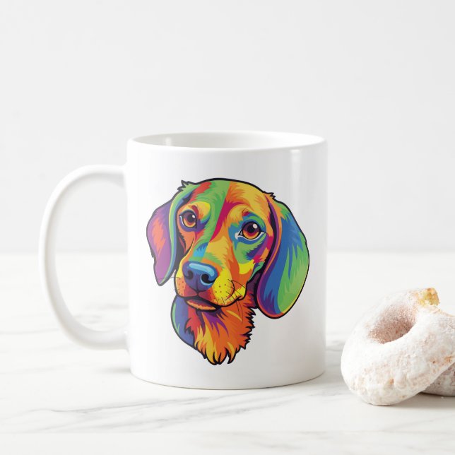 Colourful Dachshund Coffee Mug (With Donut)