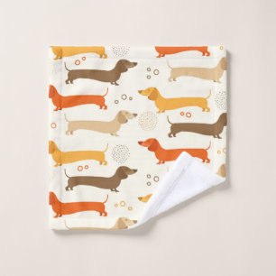 Colourful dachshund dog pattern bath towel set
