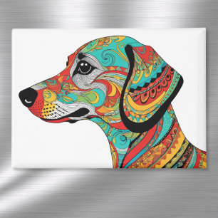 Colourful Dachshund Groovy Patterned Sausage Dog Magnet