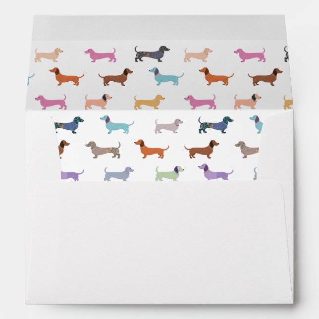 Colourful Dachshunds Pattern Cute Sausage Dogs Envelope (Back (Bottom))